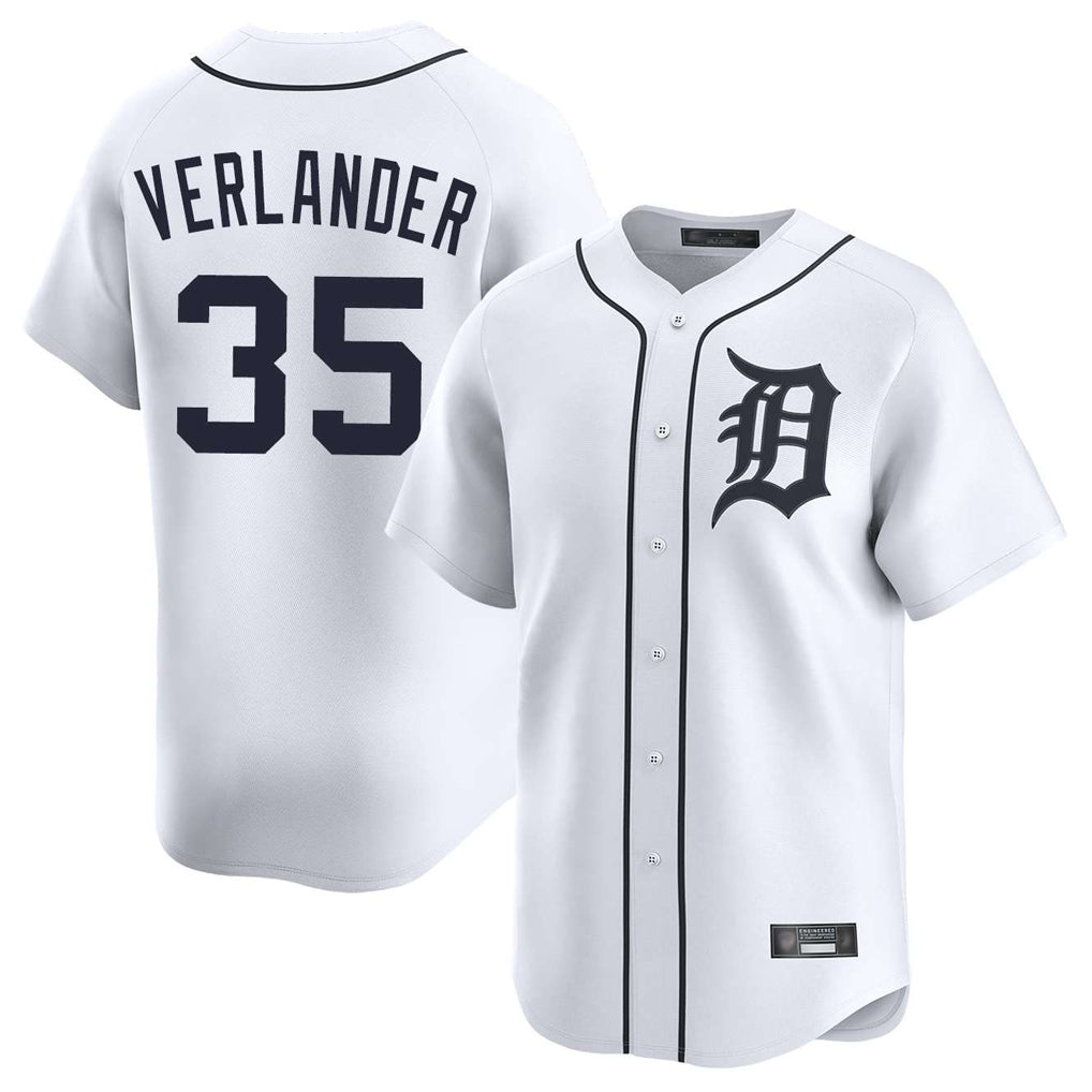 CBdoa D.Tigers #35 Justin Verlander Player White Home Limited Stitched Jerseys
