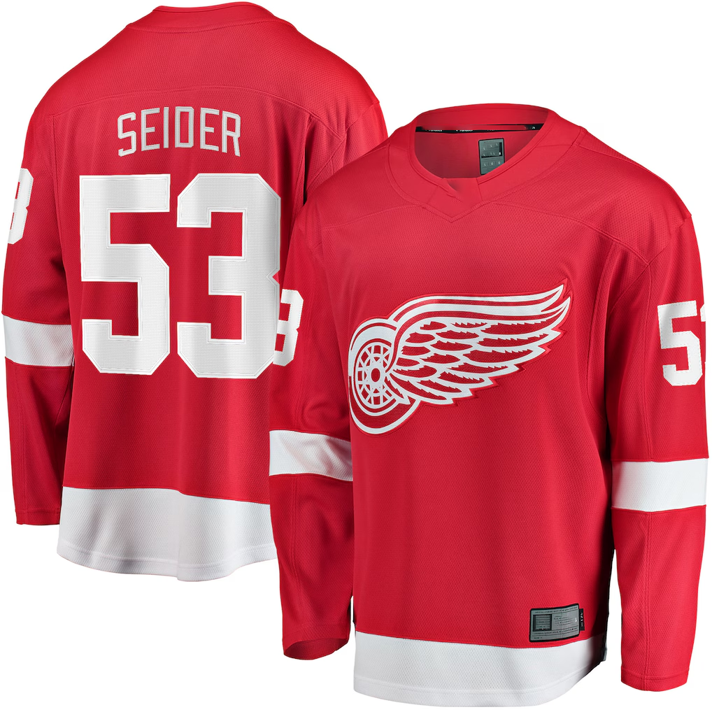 CBdoa D.Red wings #53 Moritz Seider Red Home Breakaway Player Jerseys