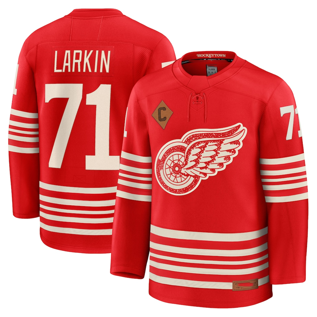 CBdoa D.Red wings #71 Dylan Larkin Red Centennial Premium Player Jerseys