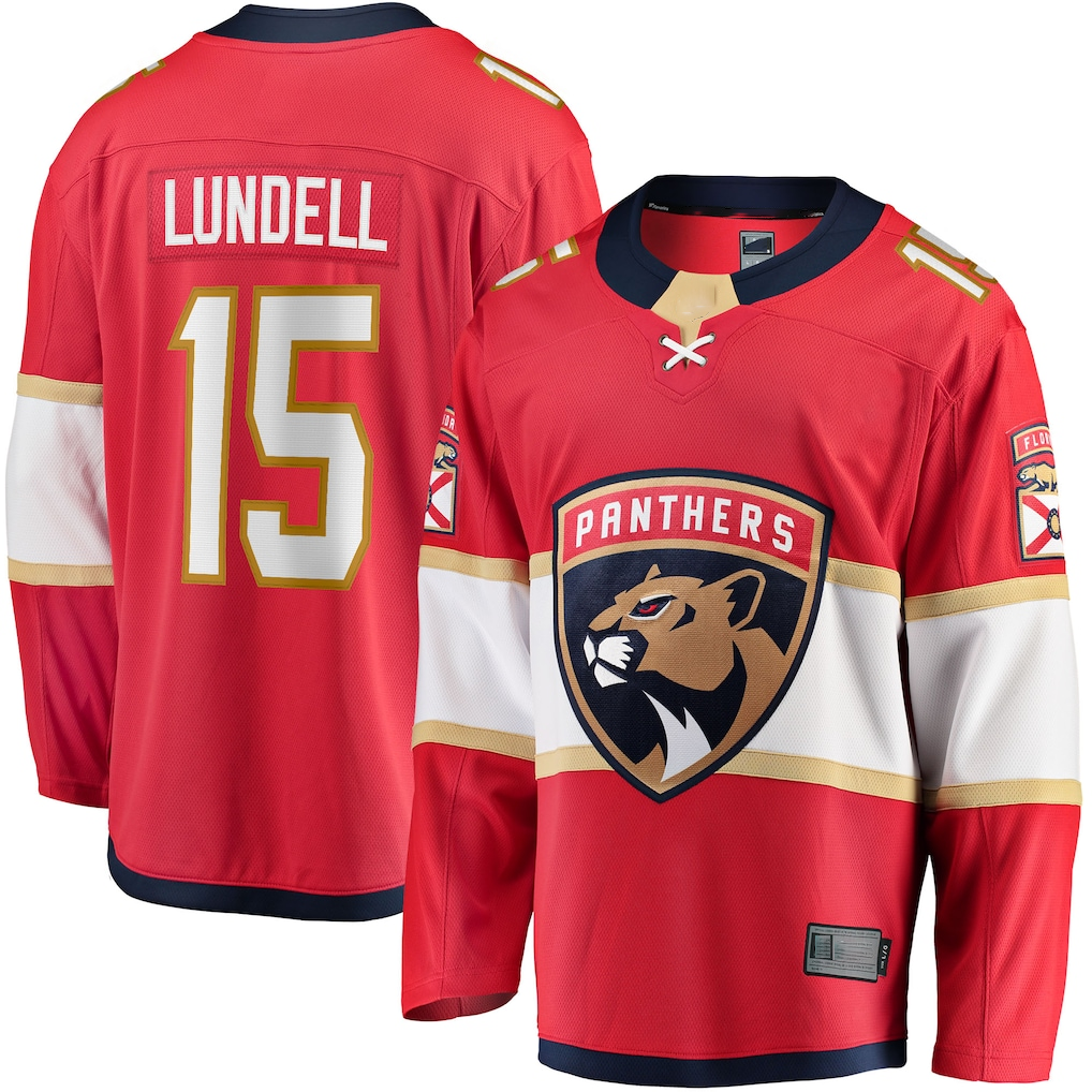 CBdoa F.Panthers F.Panthers #15 Anton Lundell Red Home Breakaway Player Jerseys