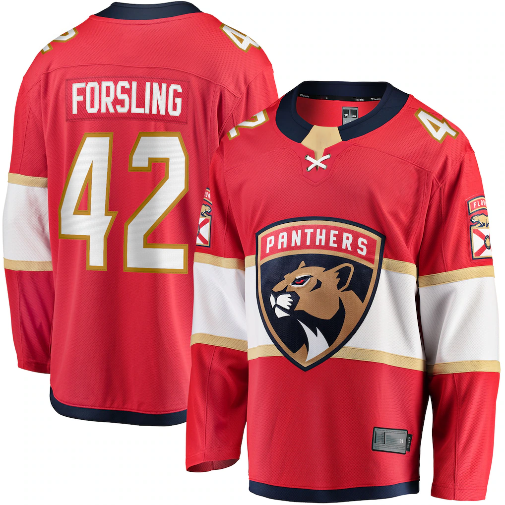 CBdoa F.Panthers #42 Gustav Forsling Red Home Breakaway Player Jerseys
