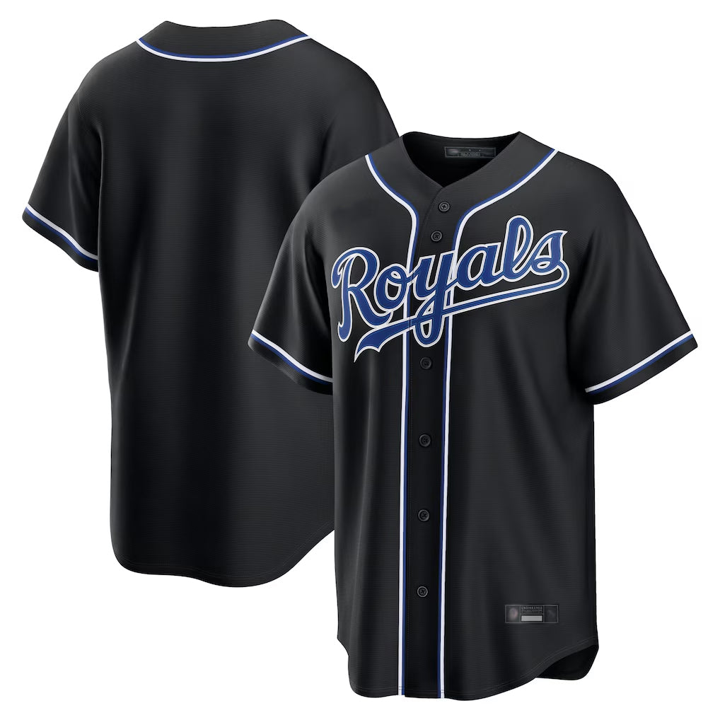 CBdoa KC.Royals Black Carbon Fashion Home Game Blank Player Stitched Jerseys