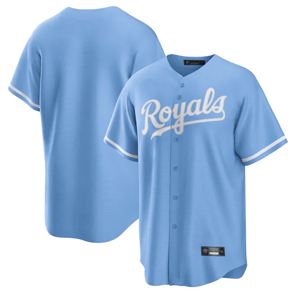 CBdoa KC.Royals Light Blue Home Game Blank Player Stitched Jerseys