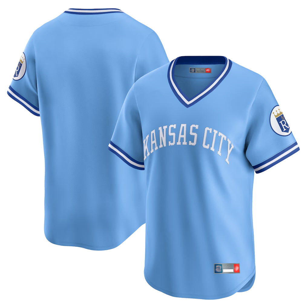CBdoa KC.Royals Light Blue Limited Throwback Cooperstown Collection Blank Player T-shirt Stitched Jerseys