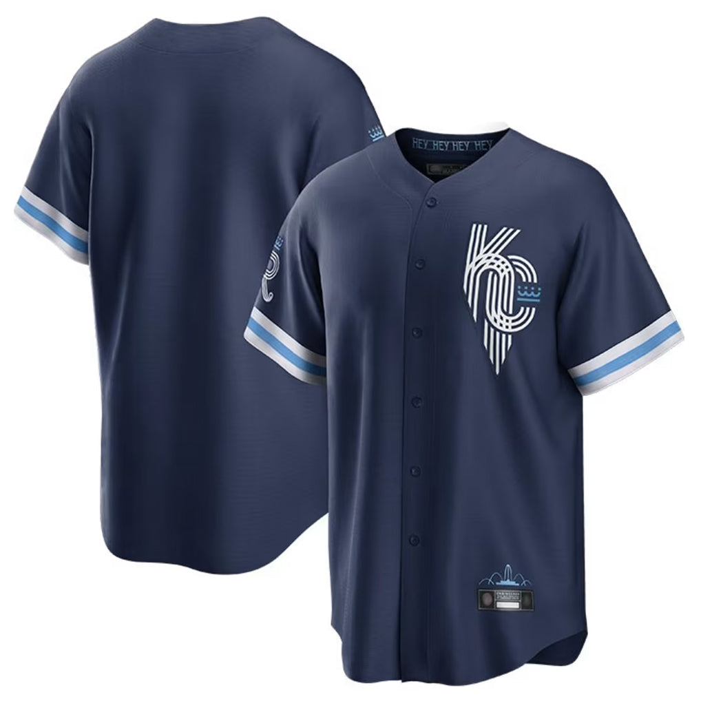 CBdoa KC.Royals Navy City Connect Home Game Blank Player Stitched Jerseys