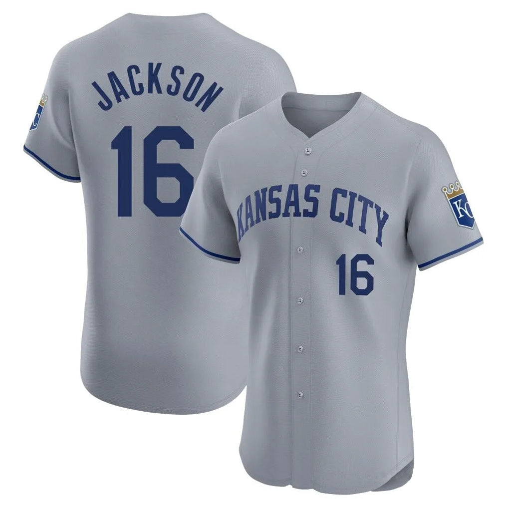CBdoa KC.Royals #16 Bo Jackson Player Gray Limited Elite Home Stitched Jerseys