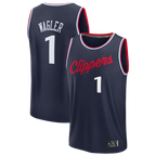 CBdoa LA.Clippers #1 Keaton Wagler Navy Draft First Round Pick Fast Break Stitched Jerseys - Icon Edition