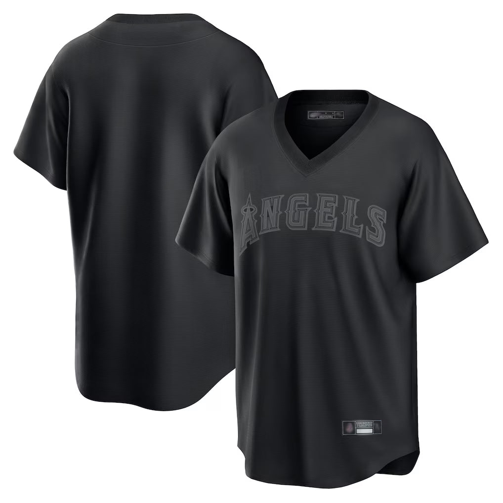 CBdoa LA.Angels Black Pitch Fashion Blank Player T-shirt Stitched Jerseys