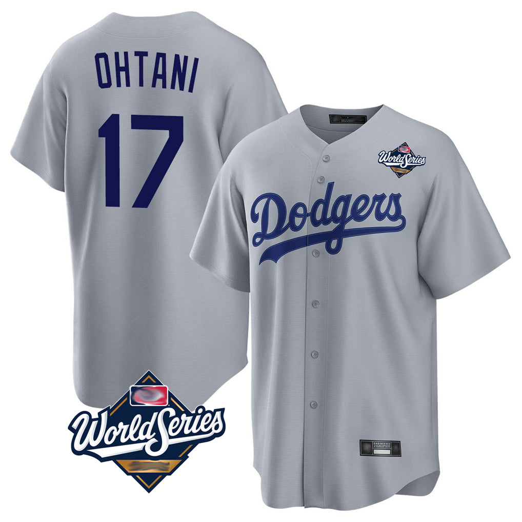 CBdoa LA.Dodgers #17 Shohei Ohtani Player Gray World Series Game Stitched Jerseys