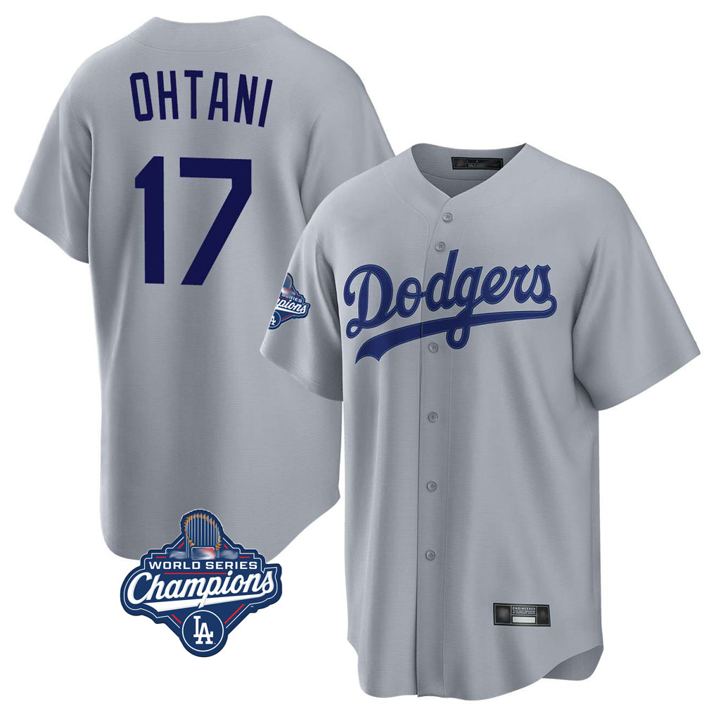 CBdoa LA.Dodgers #17 Shohei Ohtani Player Gray World Series Meet Game Stitched Jerseys