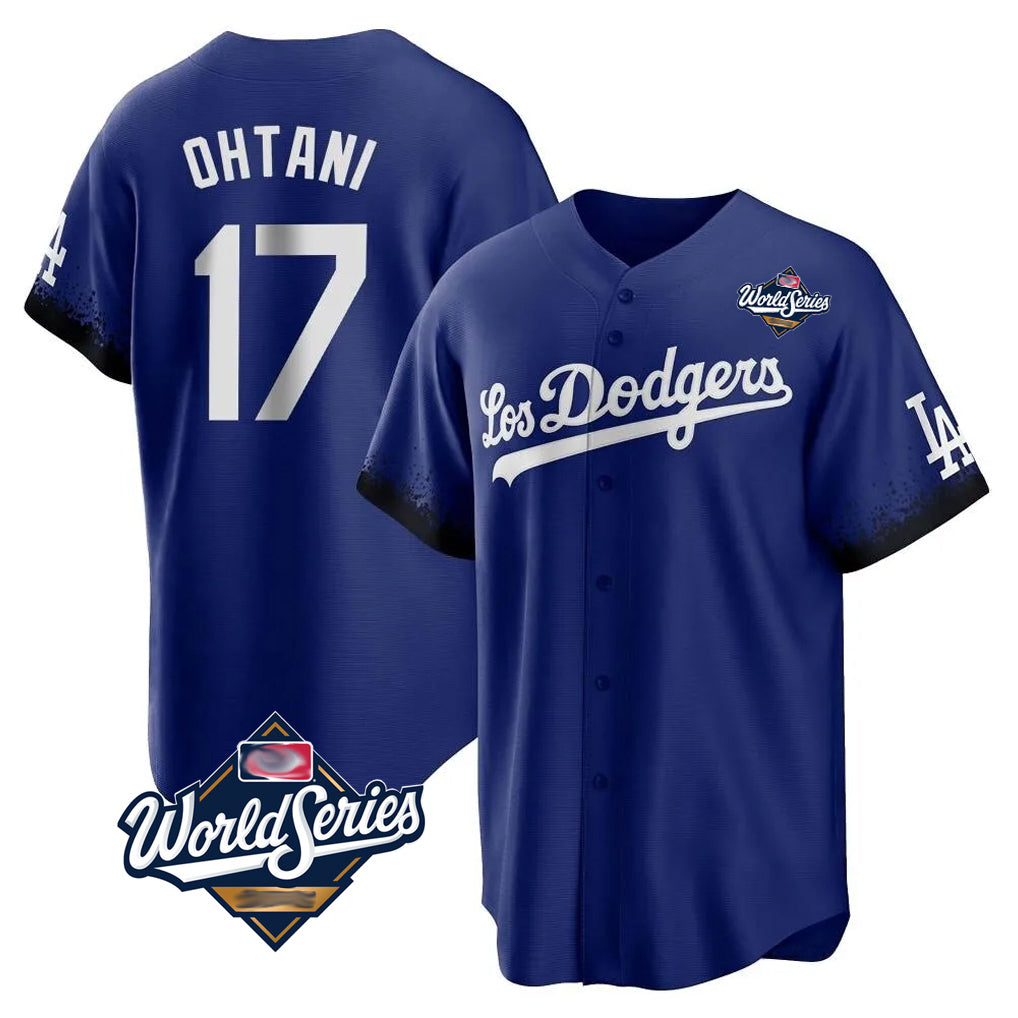 CBdoa LA.Dodgers #17 Shohei Ohtani Player Royal World Series City Connect Home Game Stitched Jerseys