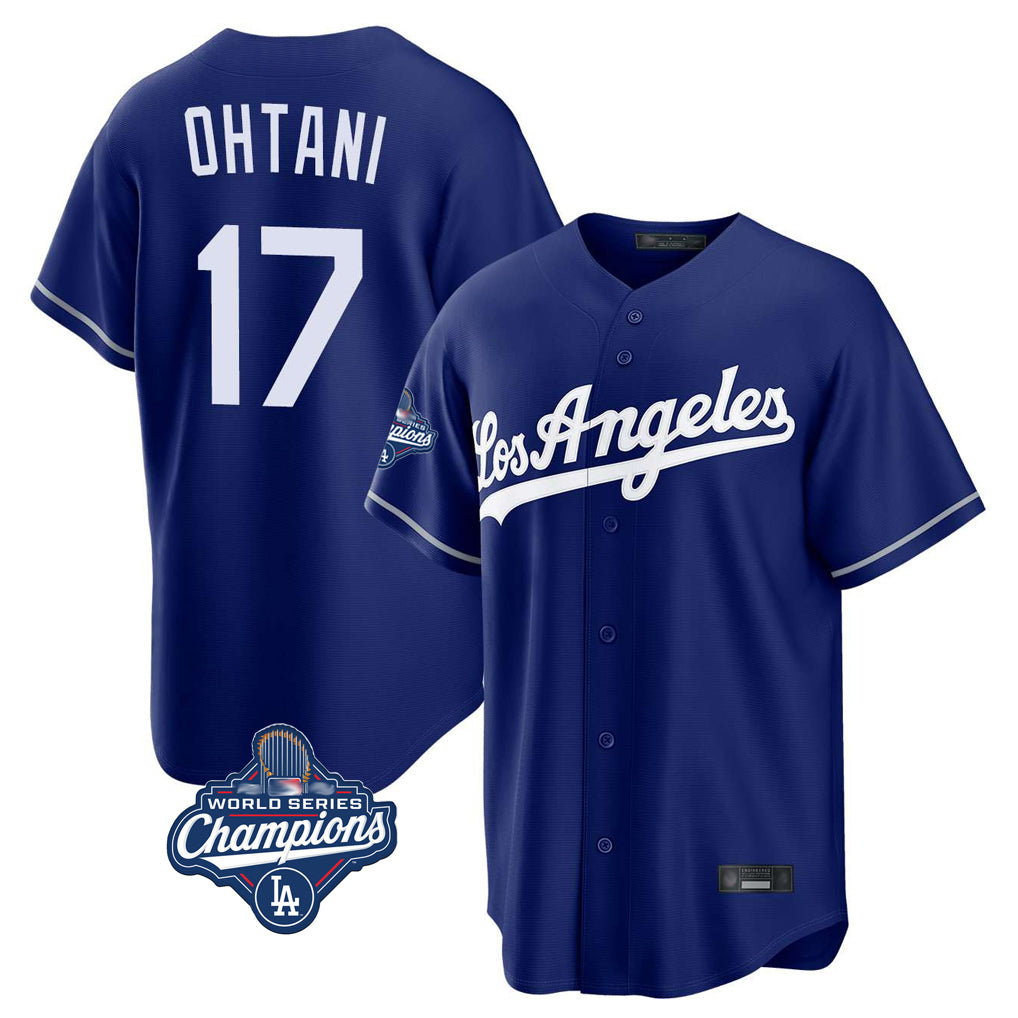 CBdoa LA.Dodgers #17 Shohei Ohtani Player Royal World Series Meet Game Stitched Jerseys