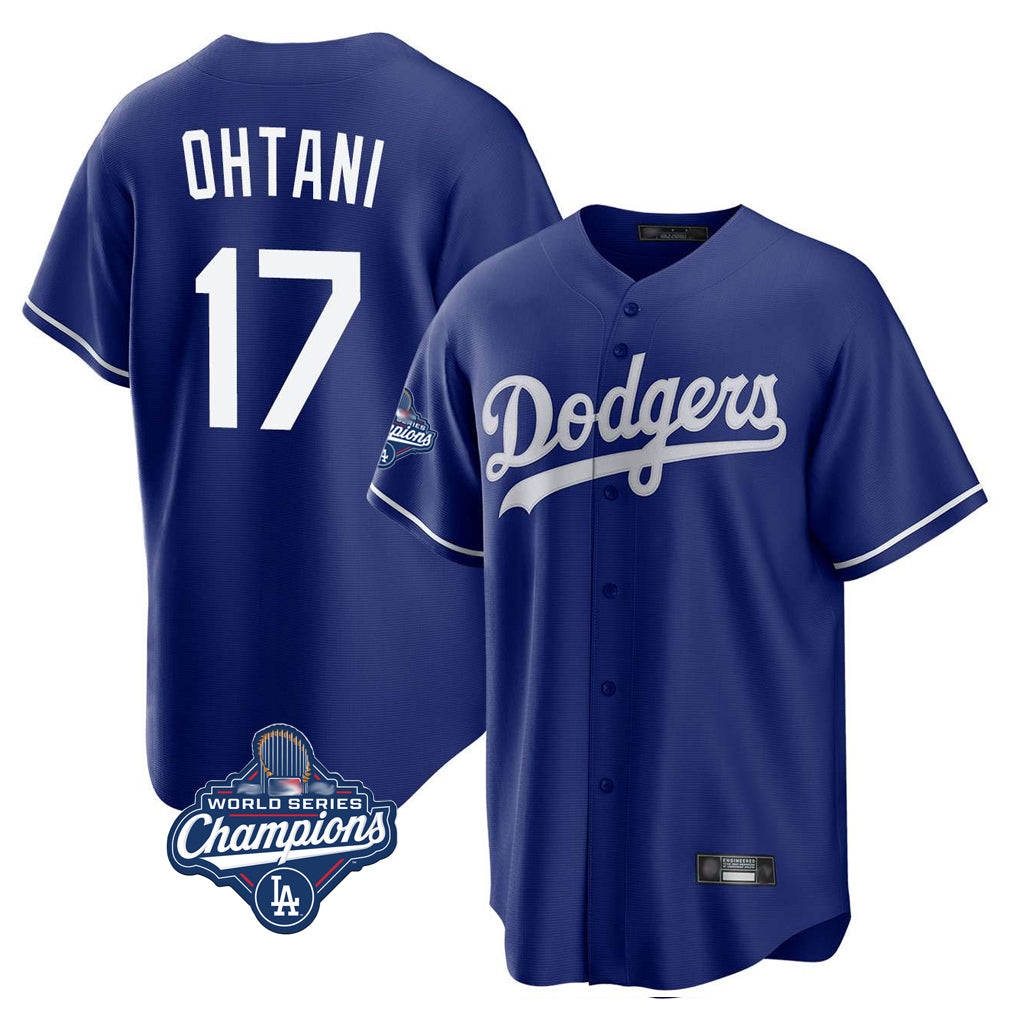 CBdoa LA.Dodgers #17 Shohei Ohtani Player Royal World Series Meet Home Game Stitched Jerseys