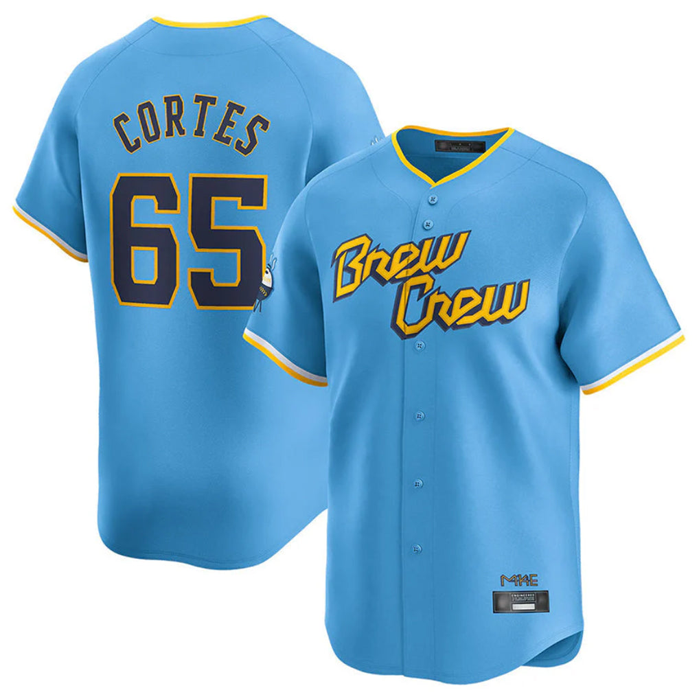 CBdoa M.Brewers #65 Nestor Cortes Player Light Blue City Connect Home Limited Stitched Jerseys
