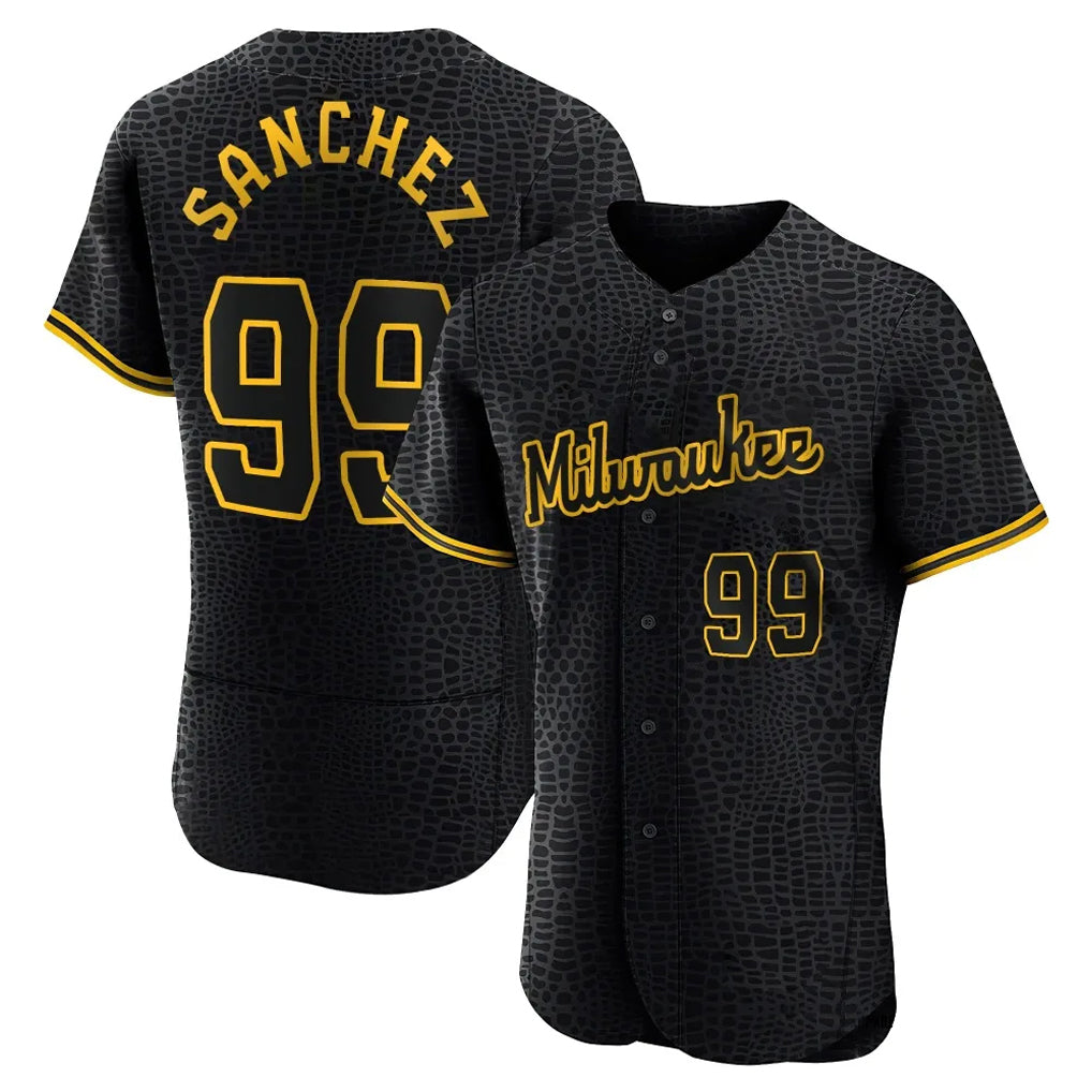 CBdoa M.Brewers #99 Gary Sanchez Player Black Snake Skin City Home Limited Elite Stitched Jerseys