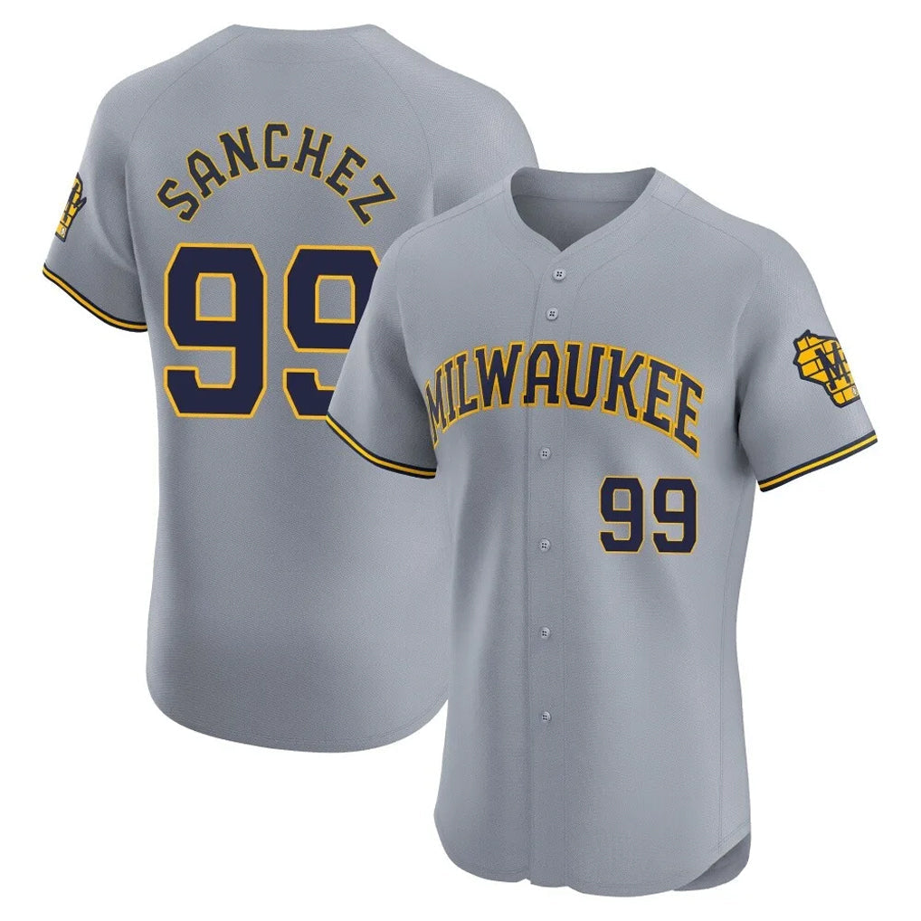 CBdoa M.Brewers #99 Gary Sanchez Player Gray Home Limited Elite Stitched Jerseys