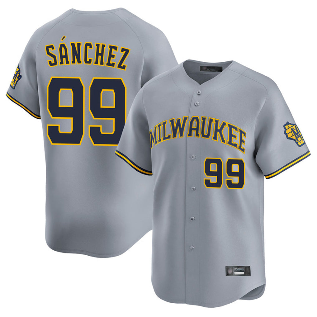 CBdoa M.Brewers #99 Gary Sanchez Player Gray Home Limited Stitched Jerseys