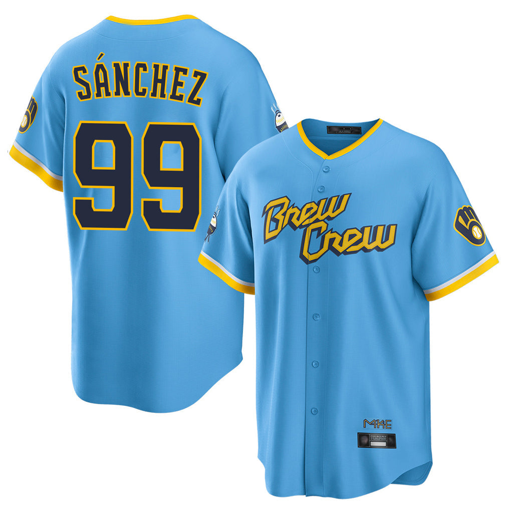 CBdoa M.Brewers #99 Gary Sanchez Player Light Blue City Connect Home Game Stitched Jerseys