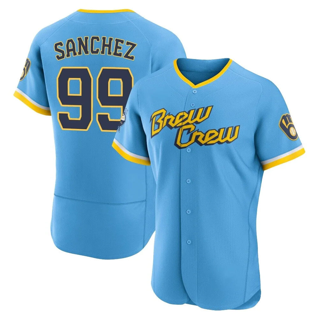 CBdoa M.Brewers #99 Gary Sanchez Player Light Blue City Connect Home Limited Elite Stitched Jerseys