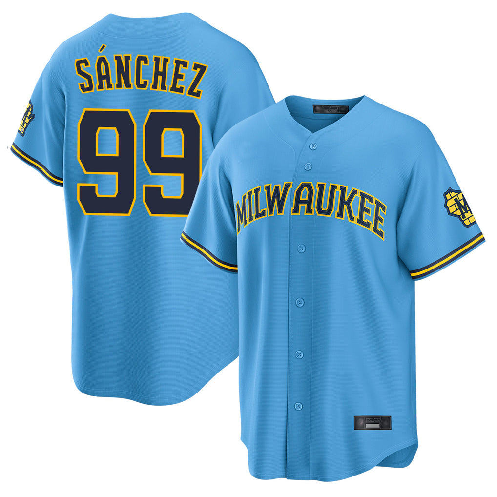 CBdoa M.Brewers #99 Gary Sanchez Player Light Blue Road Stadium Game Stitched Jerseys