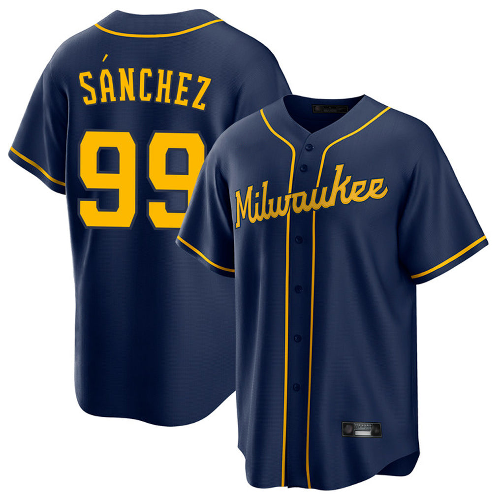 CBdoa M.Brewers #99 Gary Sanchez Player Navy Home Game Stitched Jerseys