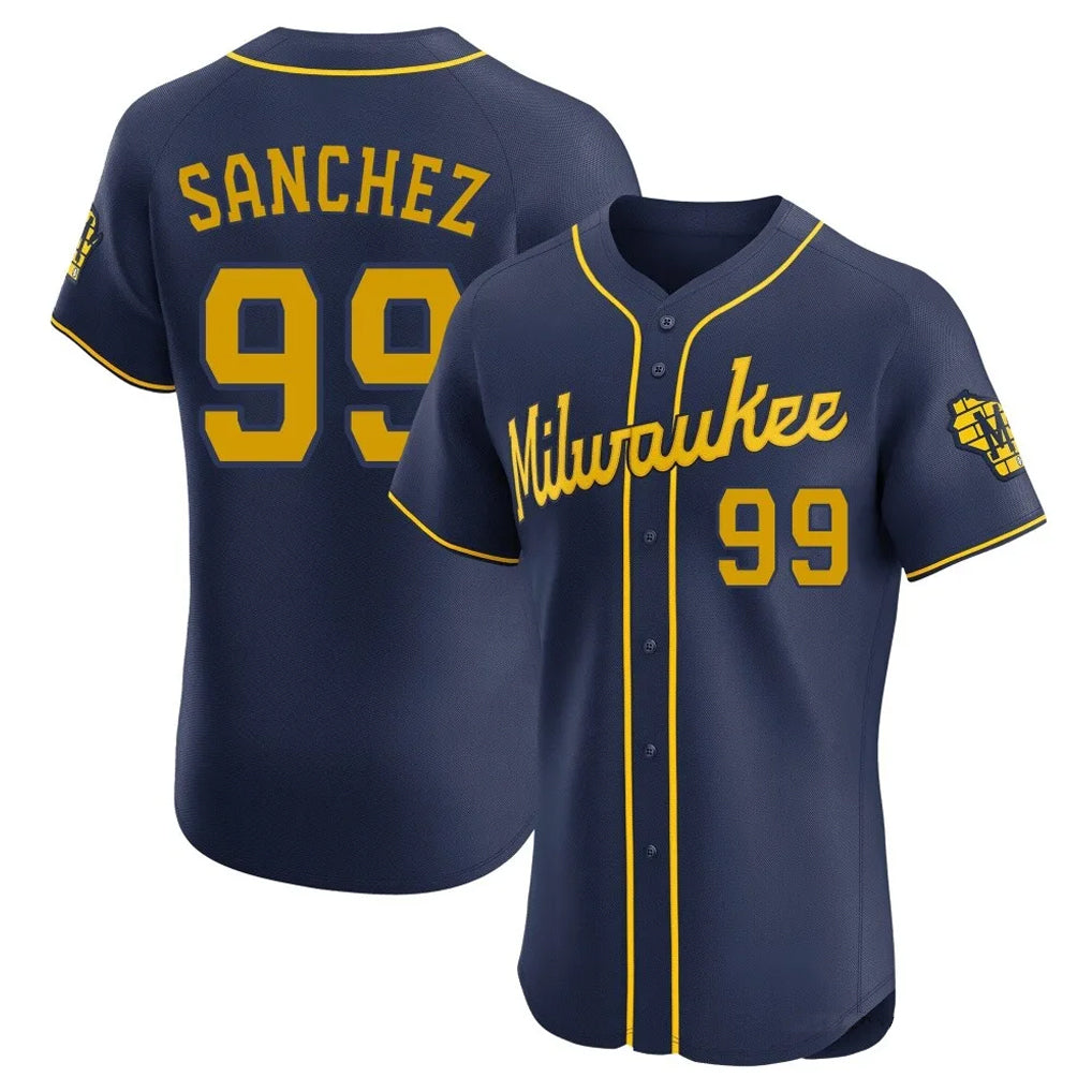 CBdoa M.Brewers #99 Gary Sanchez Player Navy Home Limited Elite Stitched Jerseys