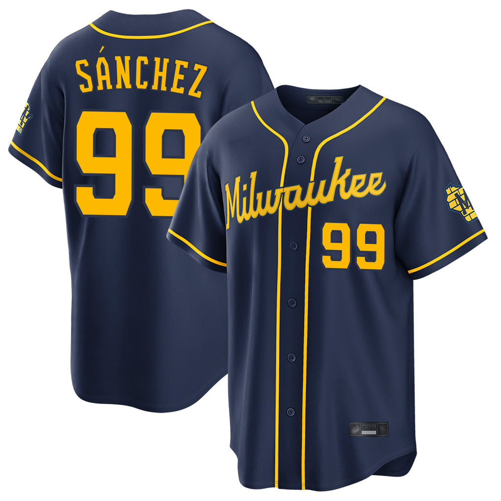 CBdoa M.Brewers #99 Gary Sanchez Player Navy Home Stadium Game Stitched Jerseys