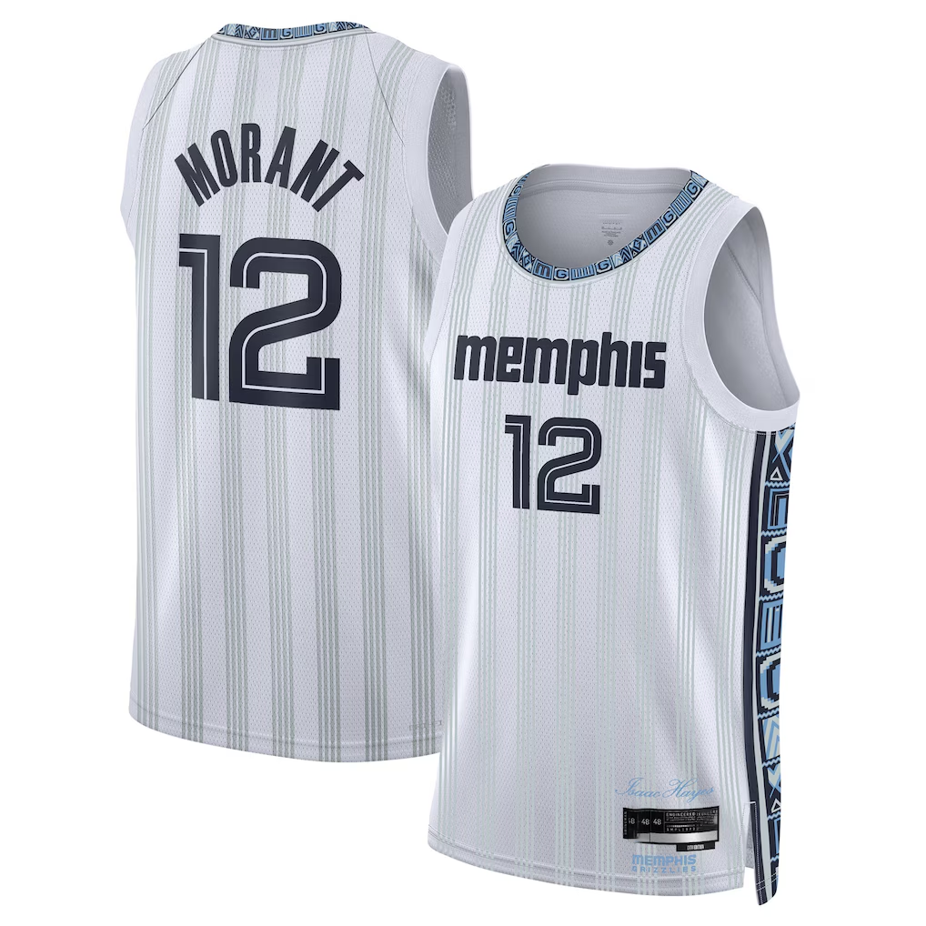CBdoa M.Grizzlies #12 Ja Morant White 2025-2026 Swingman Stitched Jerseys- City Edition