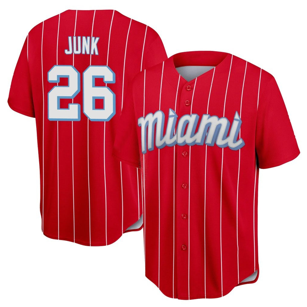 CBdoa M.Marlins #26 Janson Junk Player Red City Connect Home Game Stitched Jerseys