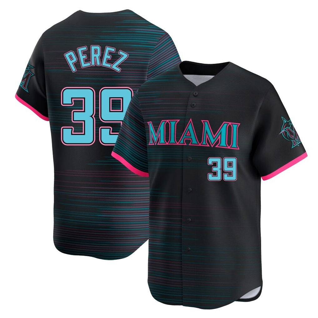 CBdoa M.Marlins #39 Eury Perez Player Black City Connect Home Limited Stitched Jerseys