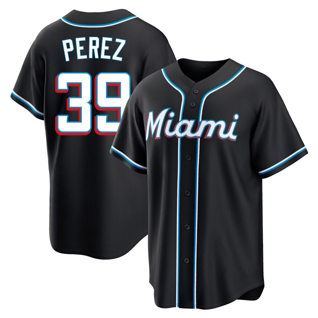 CBdoa M.Marlins #39 Eury Perez Player Black Fashion Out Home Game Stitched Jerseys