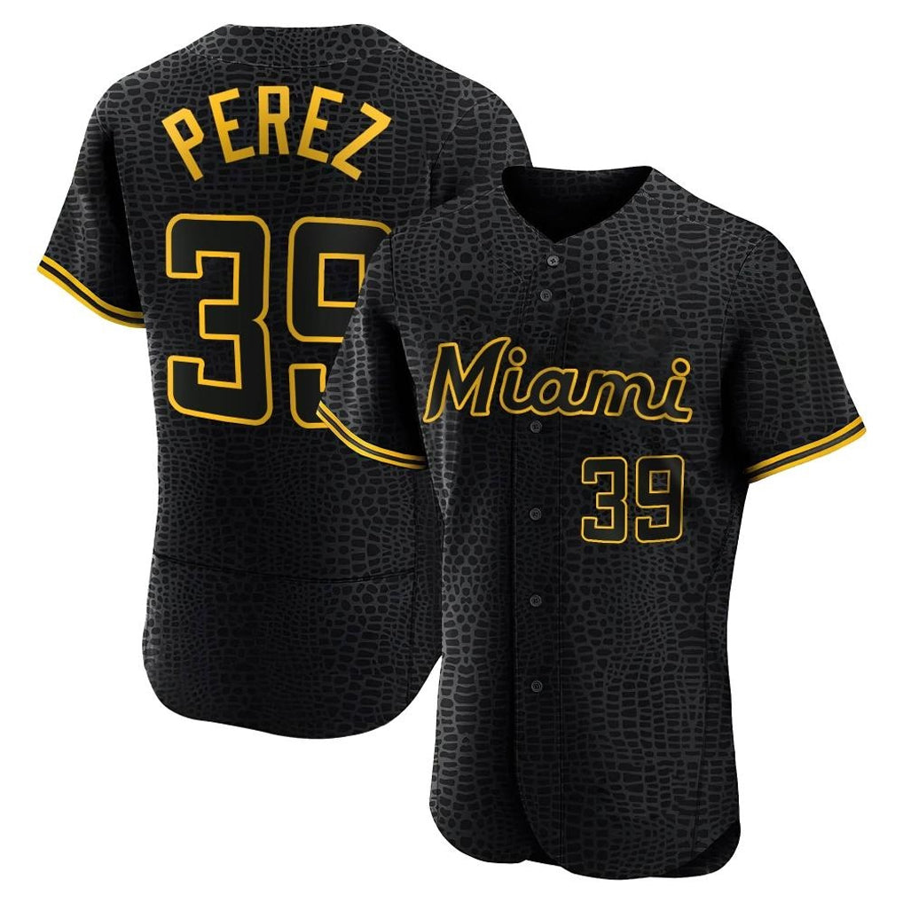CBdoa M.Marlins #39 Eury Perez Player Black Snake Skin City Home Limited Elite Stitched Jerseys