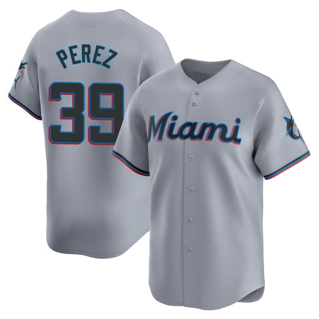 CBdoa M.Marlins #39 Eury Perez Player Gray Home Limited Stitched Jerseys