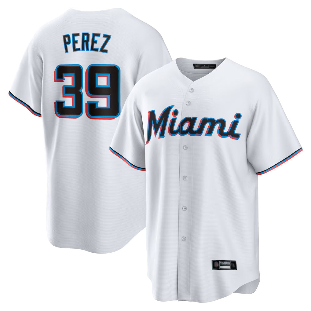 CBdoa M.Marlins #39 Eury Perez Player White  Home Game Stitched Jerseys