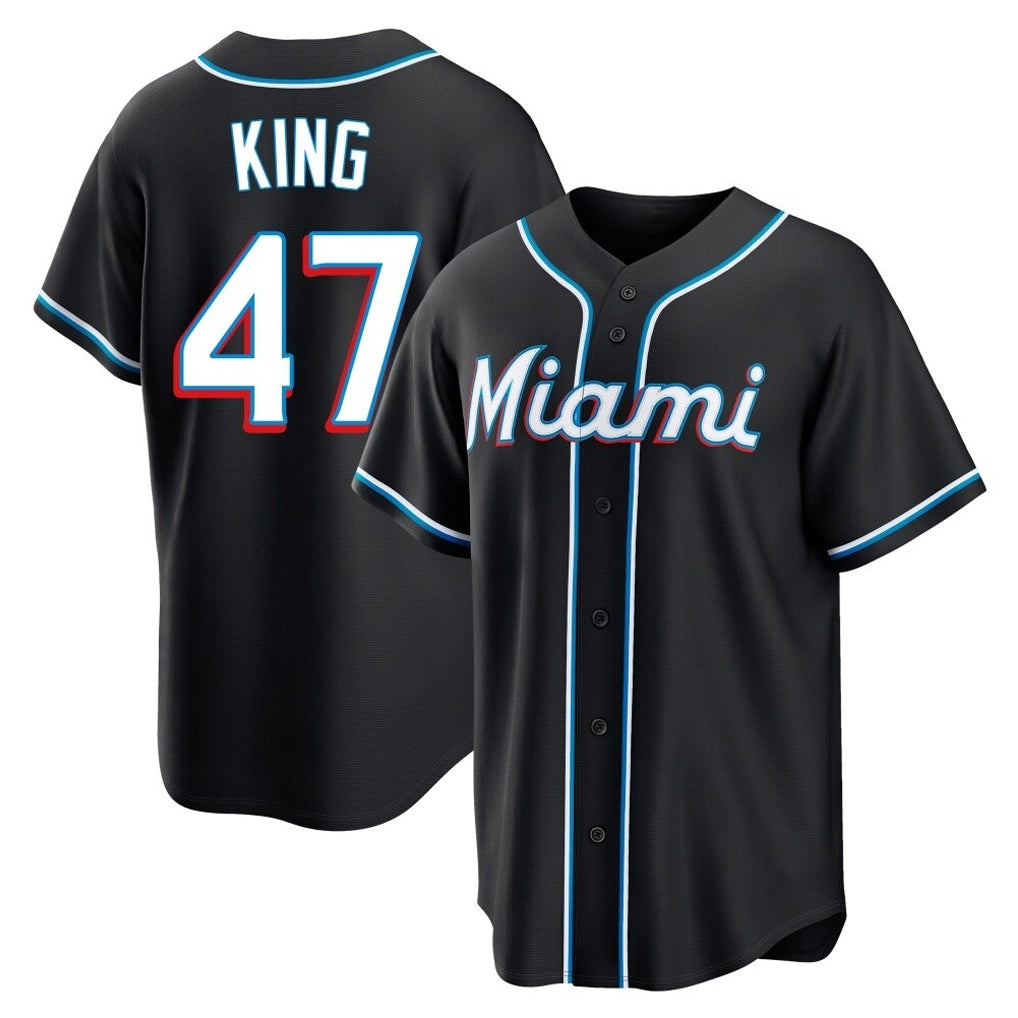 CBdoa M.Marlins #47 John King Player Black Fashion Out Home Game Stitched Jerseys