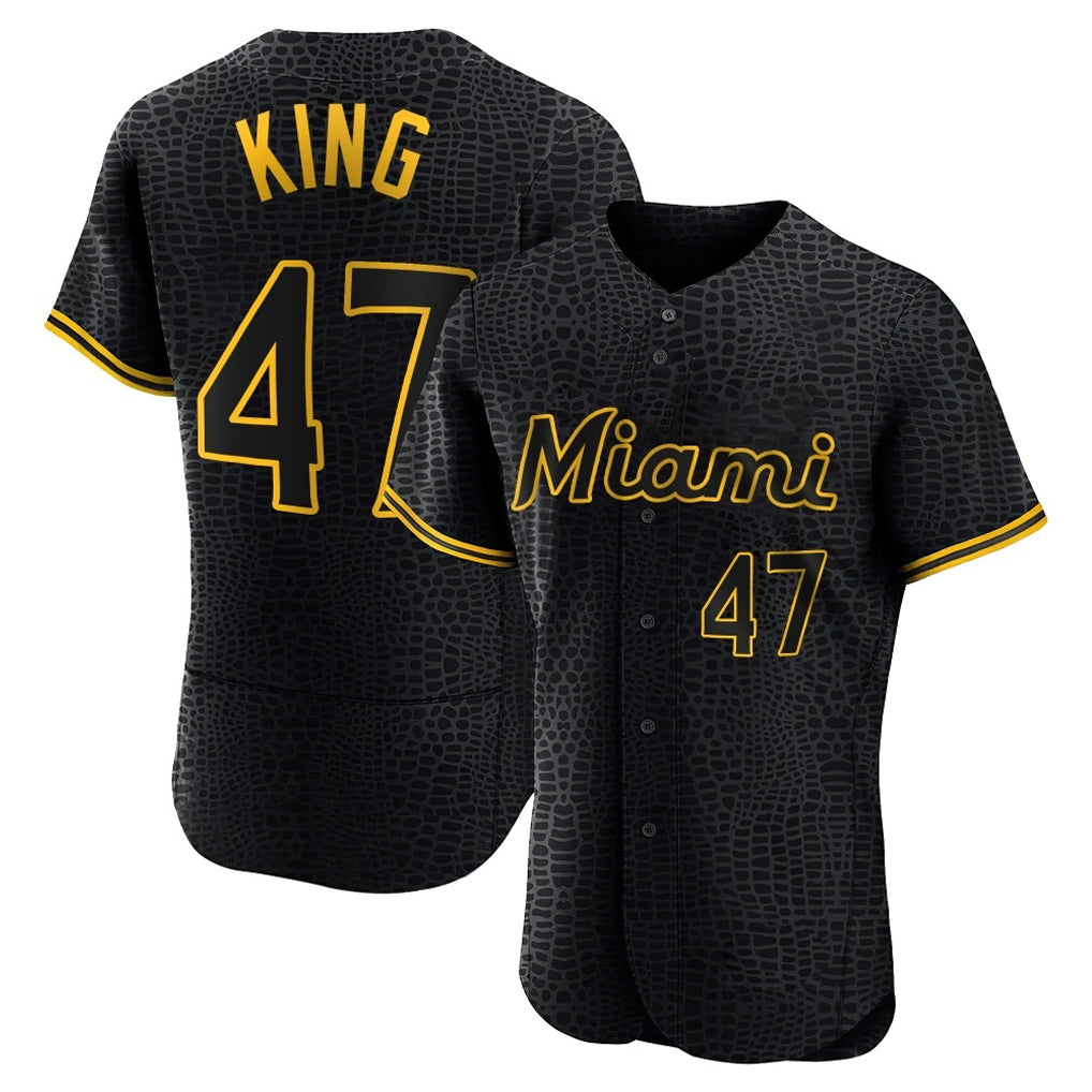 CBdoa M.Marlins #47 John King Player Black Snake Skin City Home Limited Elite Stitched Jerseys