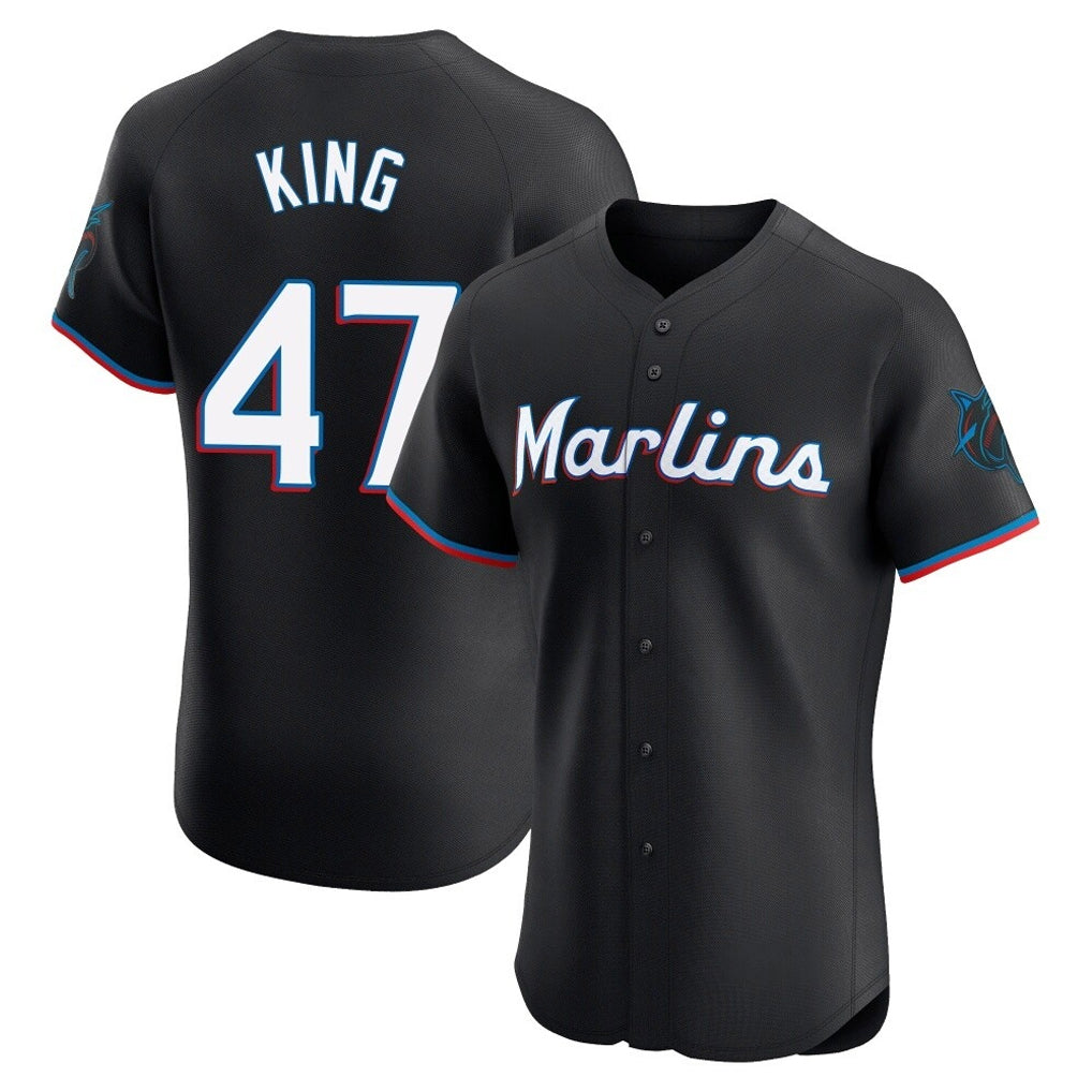 CBdoa M.Marlins #47 John King Player Black Vapor Home Limited Elite Stitched Jerseys