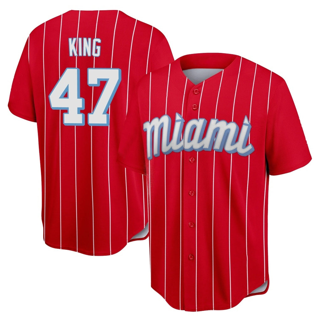 CBdoa M.Marlins #47 John King Player Red City Connect Home Game Stitched Jerseys