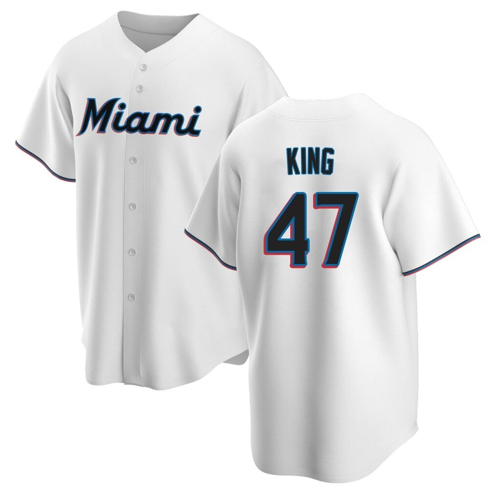 CBdoa M.Marlins #47 John King Player White  Home Game Stitched Jerseys