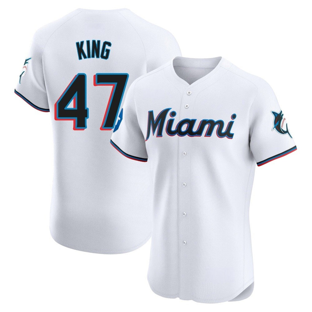 CBdoa M.Marlins #47 John King Player White  Home Limited Elite Stitched Jerseys