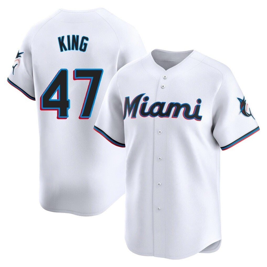 CBdoa M.Marlins #47 John King Player White  Home Limited Stitched Jerseys
