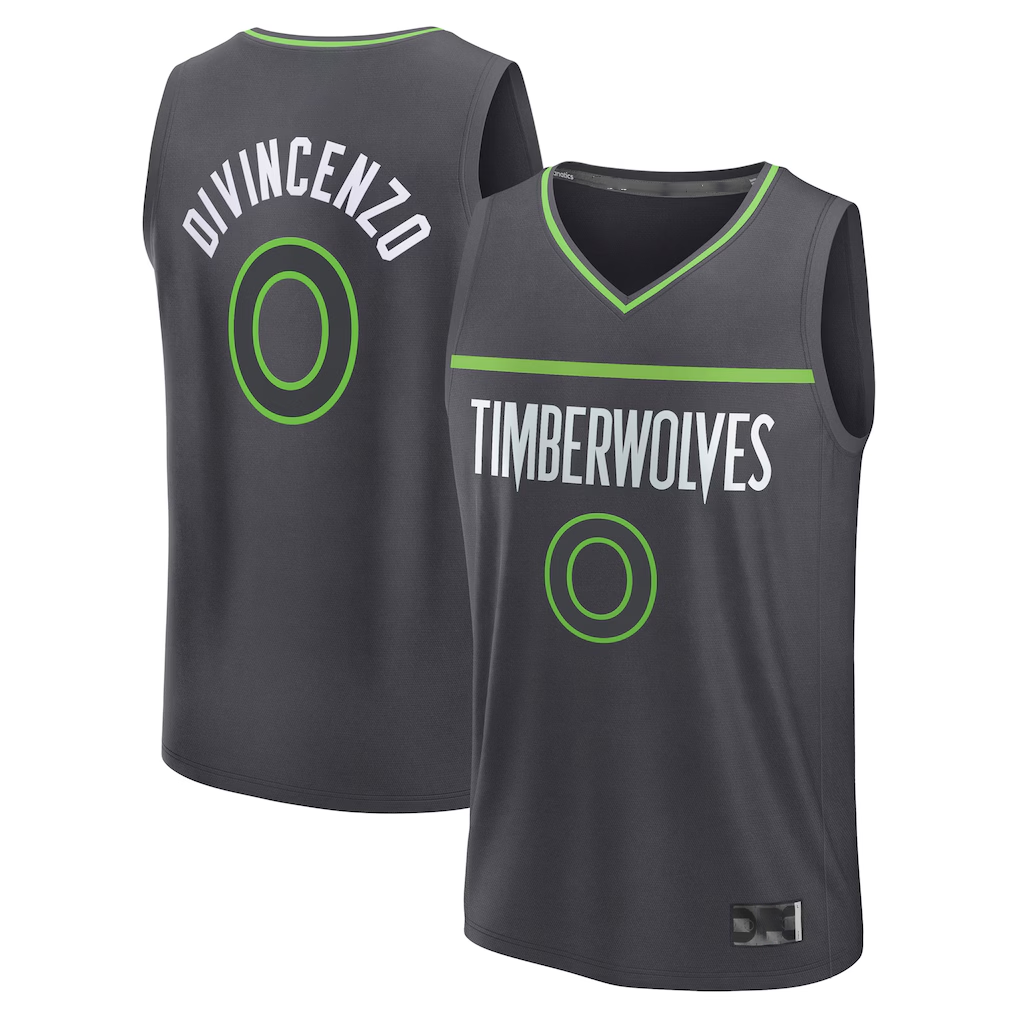 CBdoa M.Timberwolves #0 Donte DiVincenzo Charcoal Fast Break Replica Player Stitched Jerseys - Statement Edition