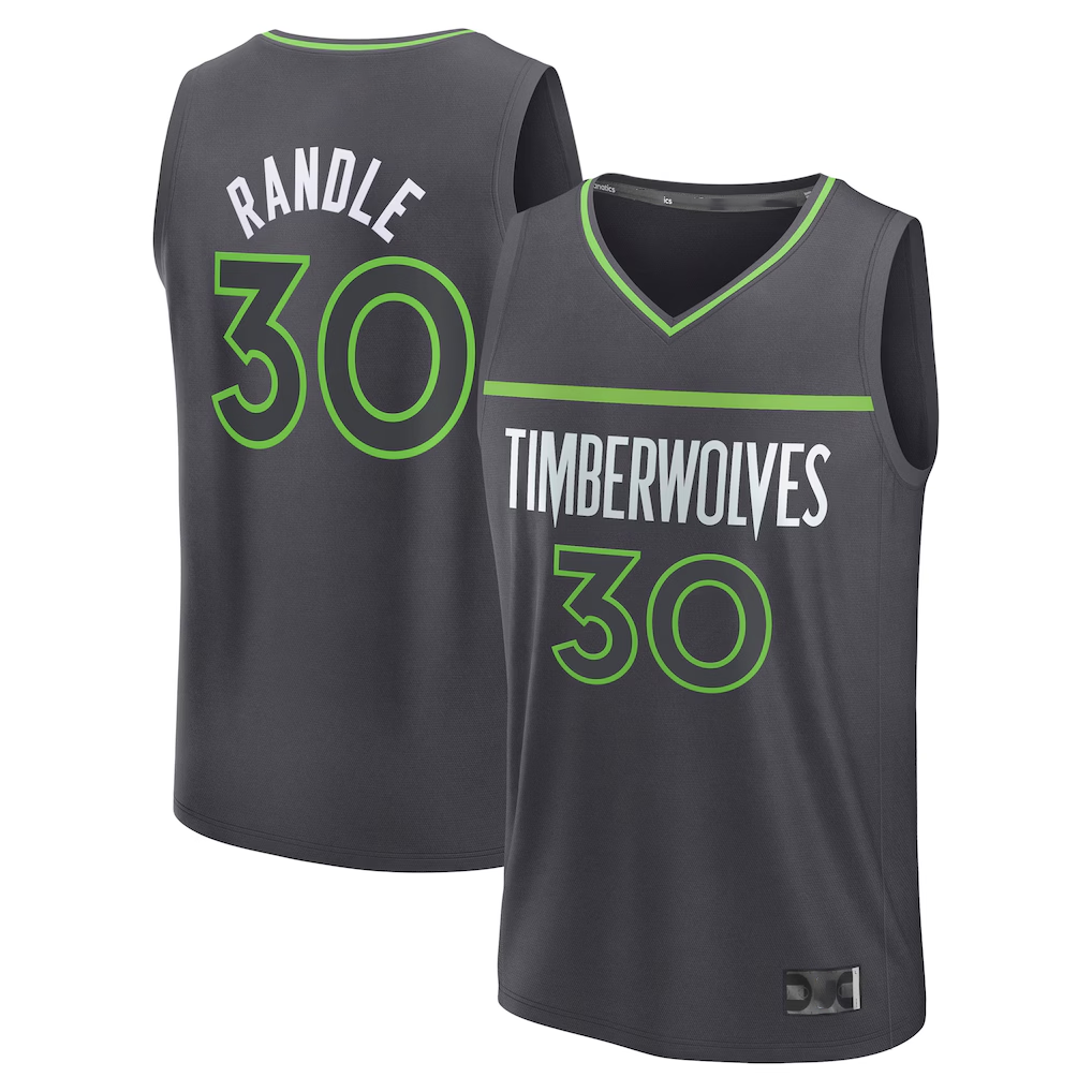 CBdoa M.Timberwolves #30 Julius Randle Charcoal Fast Break Replica Player Stitched Jerseys - Statement Edition