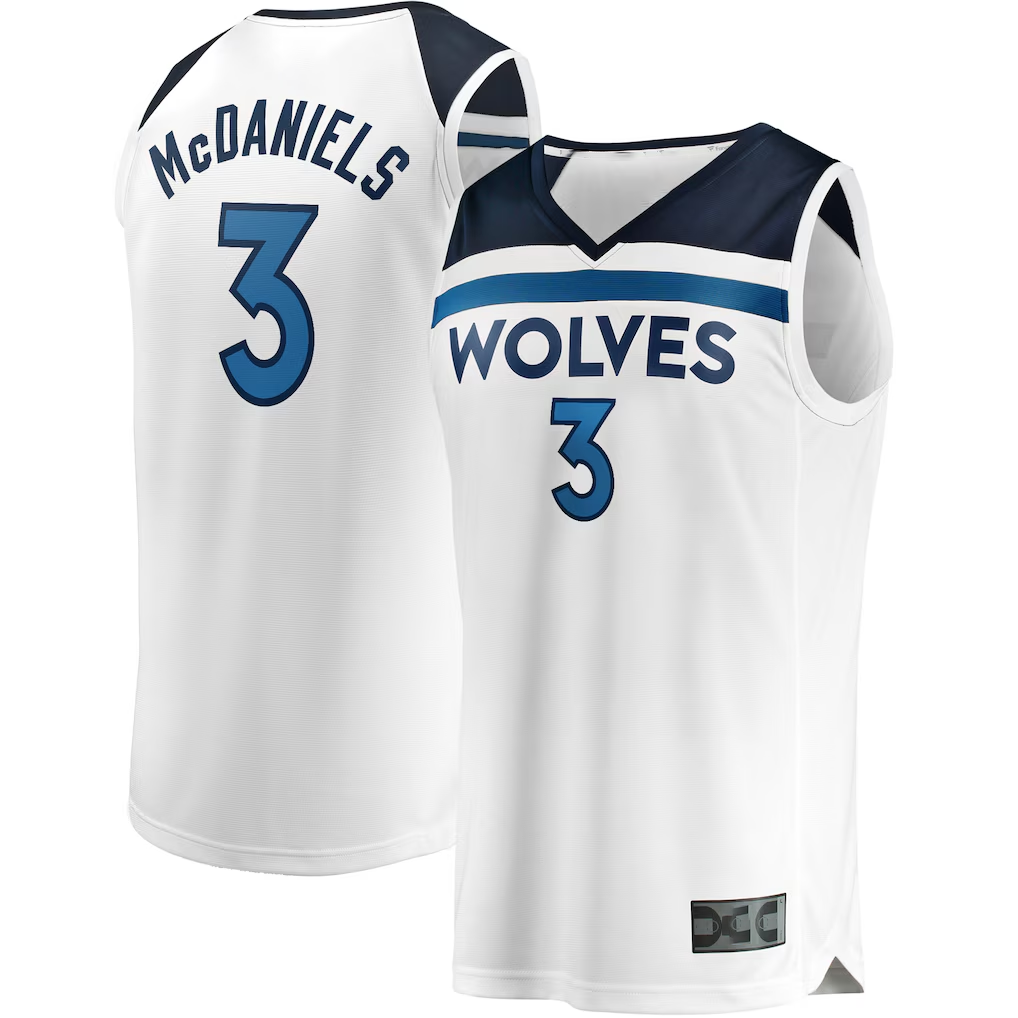 CBdoa M.Timberwolves #3 Jaden McDaniels White Fast Break Replica Player Stitched Jerseys - Association Edition