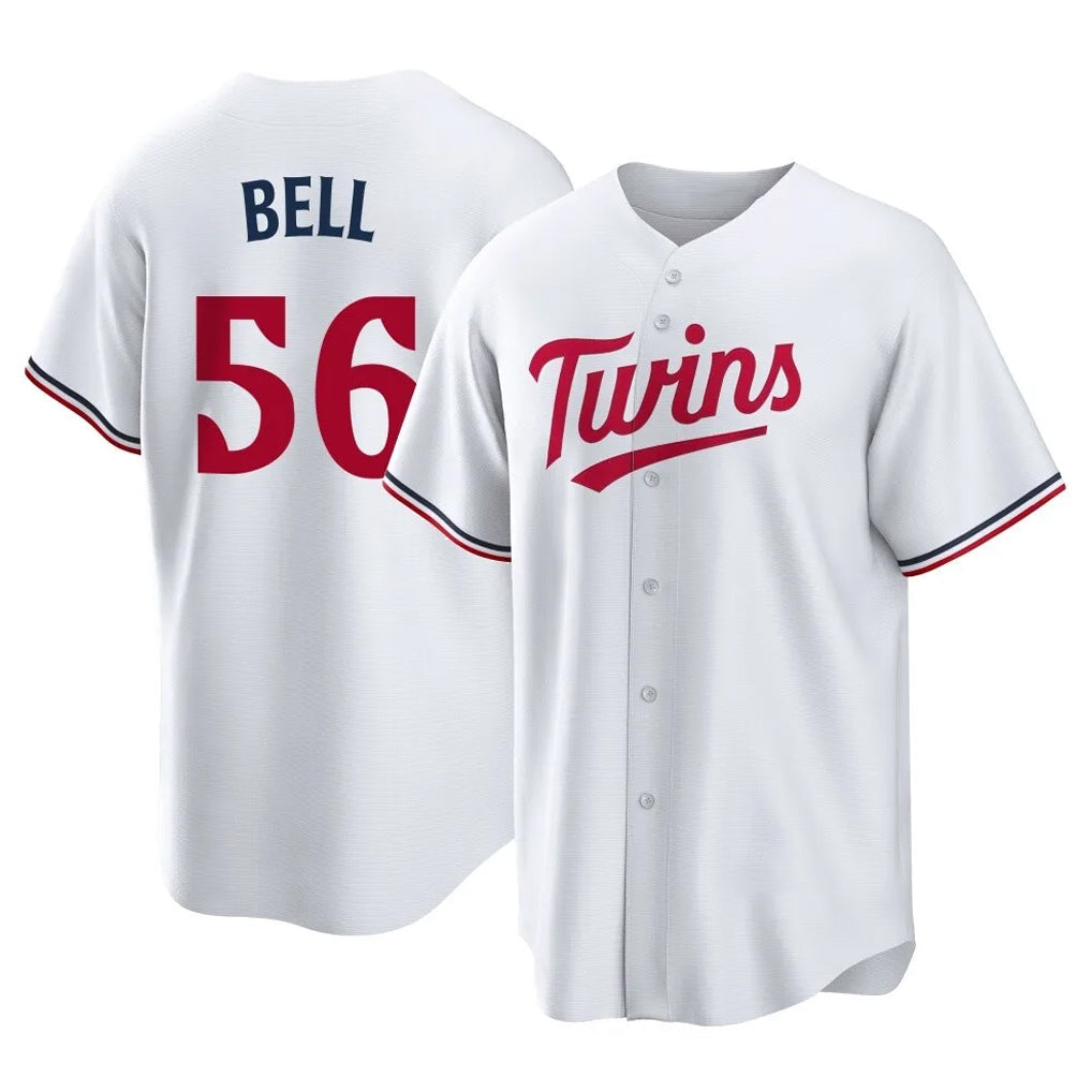 CBdoa M.Twins #56 Josh Bell Player White Home Game Stitched Jerseys