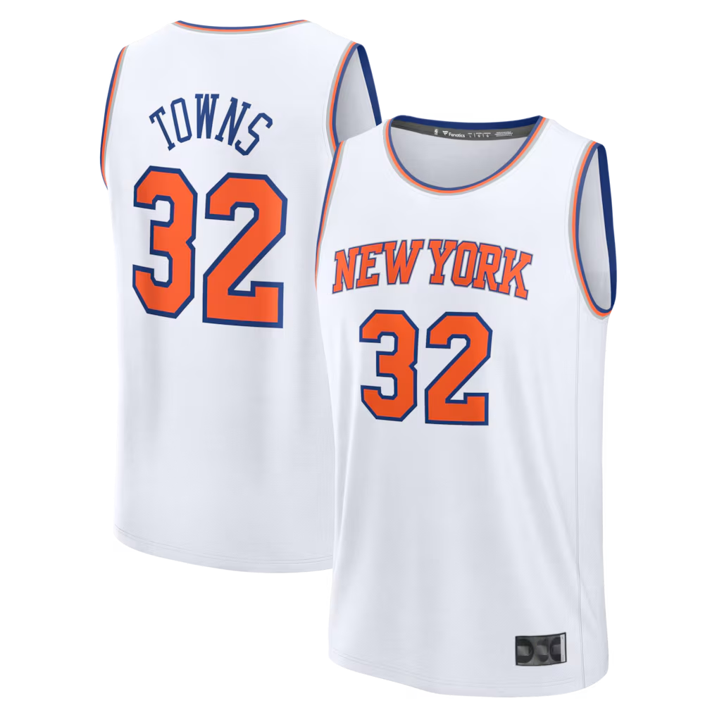 CBdoa NY.Knicks #32 Karl-Anthony Towns  White Fast Break Replica Player Jerseys - Association Edition