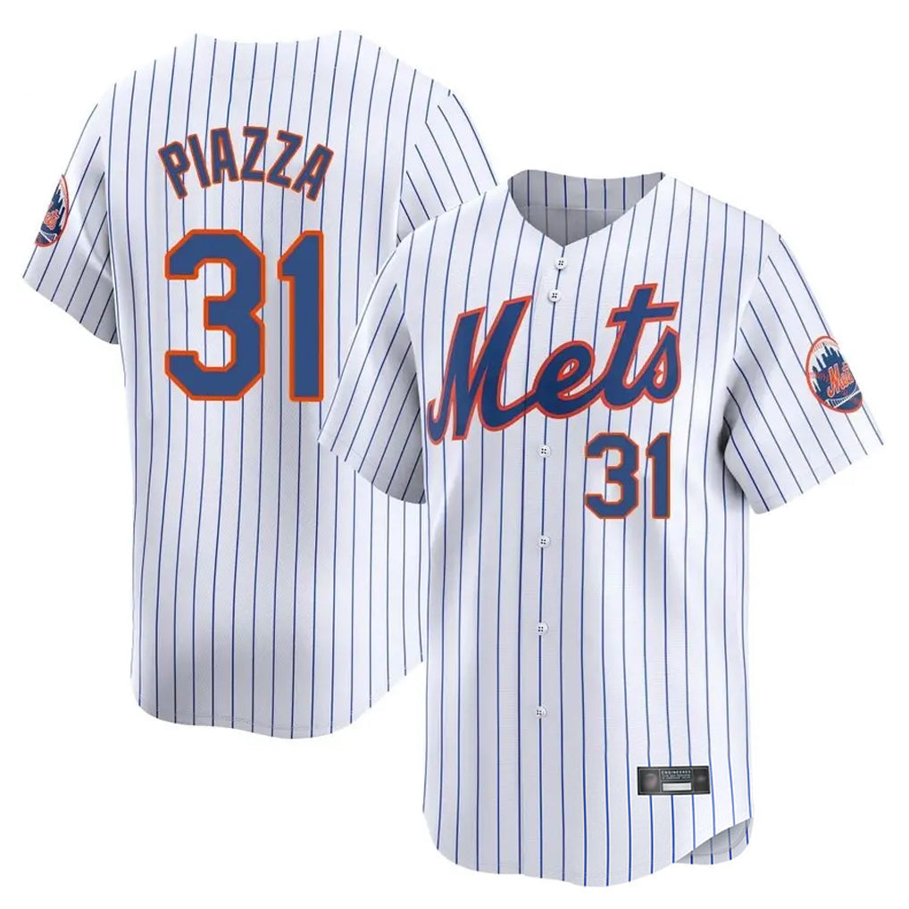 CBdoa NY.Mets #31 Mike Piazza Player White Home Replica Stitched Jerseys