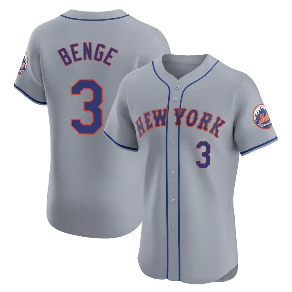 CBdoa NY.Mets #3 Carson Benge Player Gray Road Limited Elite Home Stitched Jerseys