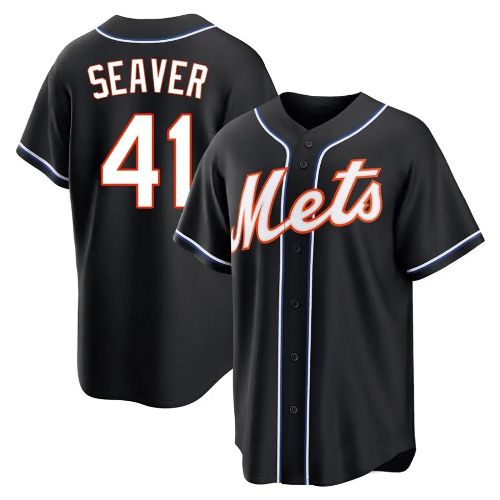 CBdoa NY.Mets #41 Tom Seaver Player Black Fashion Out Game Stitched Jerseys