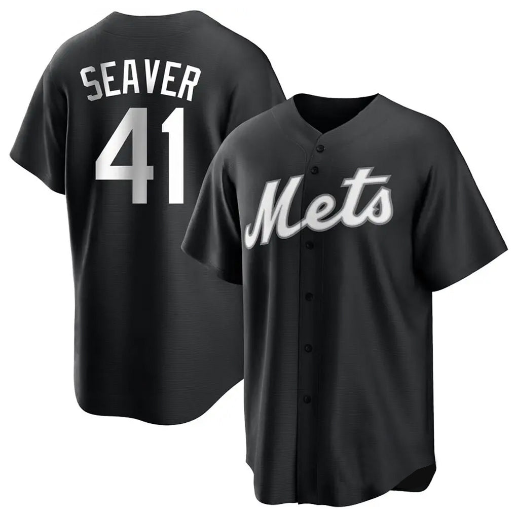 CBdoa NY.Mets #41 Tom Seaver Player Black Home Game Stitched Jerseys